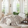 thumbnail image 3 of MooMee Throw Blanket 100% Cotton 4-Layer Gauze All-Around Fringe Ultra-Soft Breathable Lightweight (Cream Grey, King 104" x 90"), 3 of 8