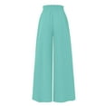 thumbnail image 3 of WULMLEO Women Summer Beach Vacation Pants High Waisted Wide Leg Pants Printed Loose Flowy Casual Palazzo Lounge Trousers Cyan S, 3 of 6