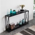 thumbnail image 2 of Black Console Tables, 2 Tier Entryway Table with Shelves, Premium Sofa Table Entry Table with Solid Wood Top And Metal Leg, Hallway Long Side Table Wall Table for Dining Room Bedroom Living Room, J572, 2 of 16