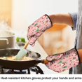 thumbnail image 4 of Cute Oven Mitts,Pink Christmas Santa Pattern Oven Mitt 2-Pack Set,Kitchen Gloves for Oven,Heat Resistant Oven Mitts 7.7"x12", 4 of 7