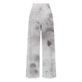 thumbnail image 3 of CQONEPT Women's Printed Pants Elastic Waist Wide Leg Pants Drawstring Comfortable Loose Lounge Fashion Pants Gray XL, 3 of 4