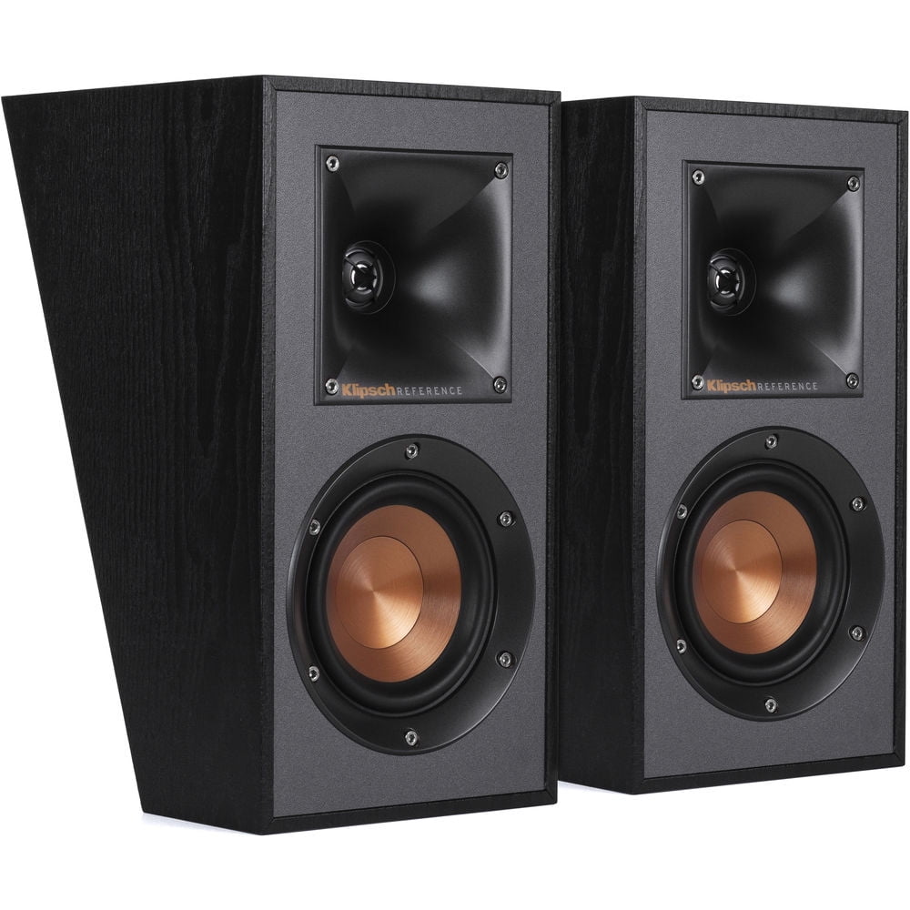 Klipsch 1065840 Powerful Detailed Home Speaker Set of 2 Black Bundle with Deco Essentials Brass Speaker Banana Plugs + 50 foot 16 AWG Gauge Heavy Duty Speaker Wire Cable| Official Klipsch USA Dealer