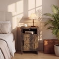 thumbnail image 2 of Vineego 1 Piece Farmhouse Nightstand with Storage Shelves Bedside Tables End Table for Bedroom Modern Wood Side Table Living Room,Light Brown, 2 of 7