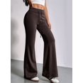 thumbnail image 4 of Women'S Wide Waistband Sweatpants Trendy Baggy High Waisted Casual Trousers Flare Leg Pant Brown S, 4 of 7