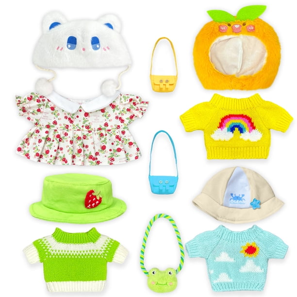 Set Navideño/Festivo de Ropa para Peluche de Capibara 26.5 cm (10.4"), 11 Piezas con Sombreros y Suéteres/Vestido + Mini Bolsas, Ideal para Regalo y Fotos de Temporada (No Incluye Peluche)