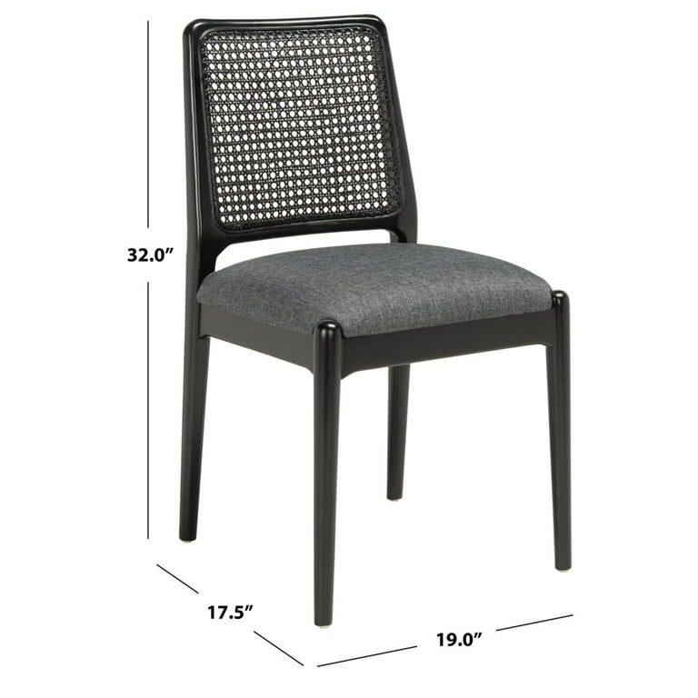 Safavieh Reinhardt Rattan Dining Chair - Set of 2 Black / Grey