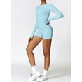 thumbnail image 2 of Nituyy Ensemble de Yoga Deux Pièces pour Femmes Manches Longues Col Rond Hauts et Shorts Tenue Active, 2 of 6