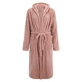 thumbnail image 7 of Hvyesh Womens Fleece Bathrobe Warm Long Sleeve Hooded Mid-Length Spa Robe Soft Shaggy Home Pajamas Cute Sleepwear Pajamas, 7 of 7
