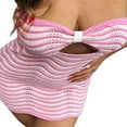 thumbnail image 4 of Strapless Striped Print Bodycon Mini Dress for Women with Knitted Tube, 4 of 7