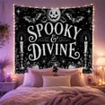 thumbnail image 2 of Cauldron with Bats Candles Pumpkins and Crystals, Playful Gothic Style for Halloween Decor Lovers, Witchy Wall Art, Halloween Gift, Tapestry Wall Hanging for Bedroom and Dorm, 2 of 7