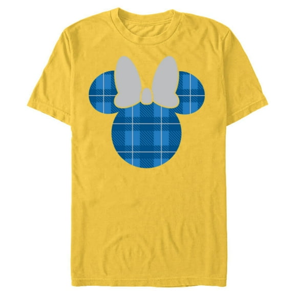 Disney Minnie Mouse Icon Blue Holiday Plaid - Short Sleeve Blended T-Shirt for Adults - Customized-Yellow