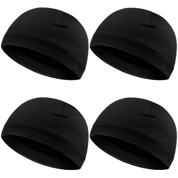Men's Skull Caps Soft Cotton Beanie Sleep Caps Stretchy Helmet Liner Multifunctional Headwear for Men Women