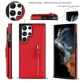 thumbnail image 2 of Nalacover Zipper Wallet Case for Samsung Galaxy S23 Ultra, Luxury PU Leather Crossbody Lanyard Shoulder Strap Magnetic RFID Blocking Cover with Kickstand Card Slots Holder Shockproof Case,Red, 2 of 12