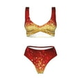thumbnail image 4 of Daiia Red Gold Glitter Women's Bikini Set Two Piece Swimsuit High Waisted Bikini Adjustable Straps Bikini Perfect for Beach, Pool, and Summer Vacation-Medium, 4 of 9