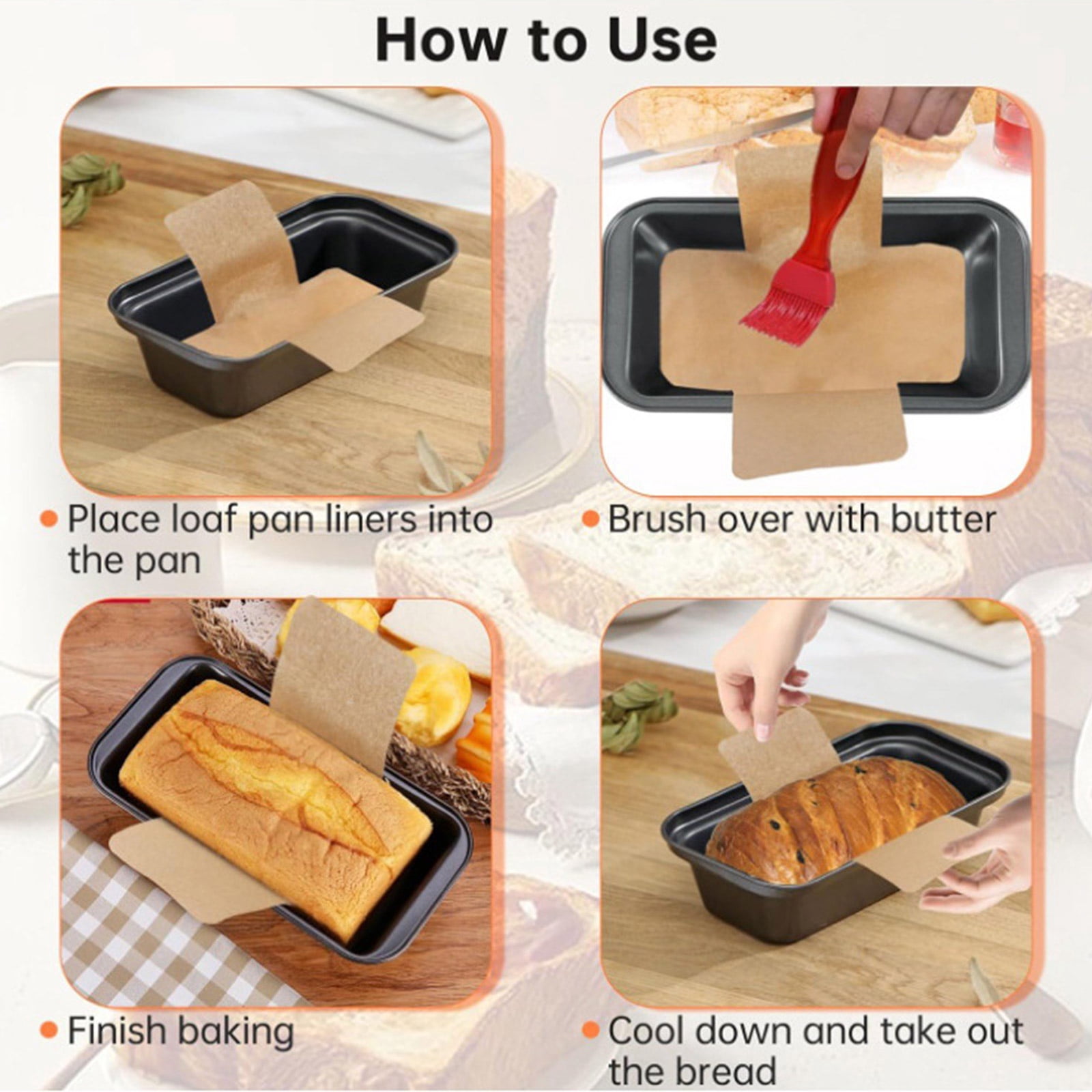 Single Uses Oven Bread Pan Liners with Oil-Resistant Layer Nonstick Coating Parchment Paper for Baking Treats and Loaves