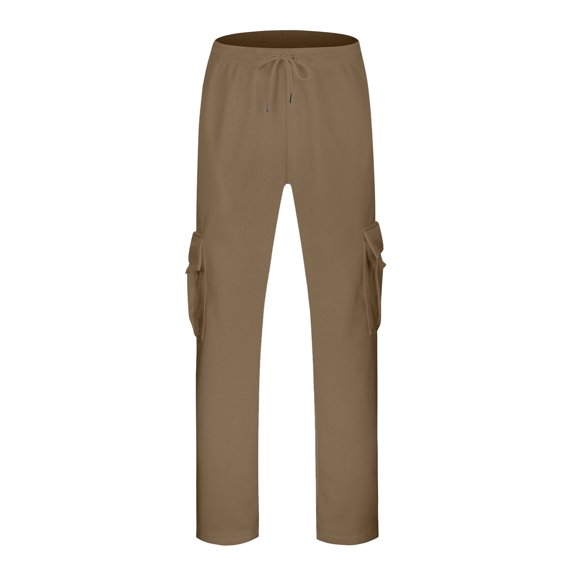 Men's Casual Pants Comfortable Workout Streetwear Solid Track Lightweight Lace Up with Pockets for Active Mens Trousers Xxxl Flex Waist Khaki
