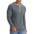 thumbnail image 4 of GENTS BLISS Crew Neck Henley Men Shirts Long Sleeve Shirts for Men Casual Color Block Tops, 4 of 6