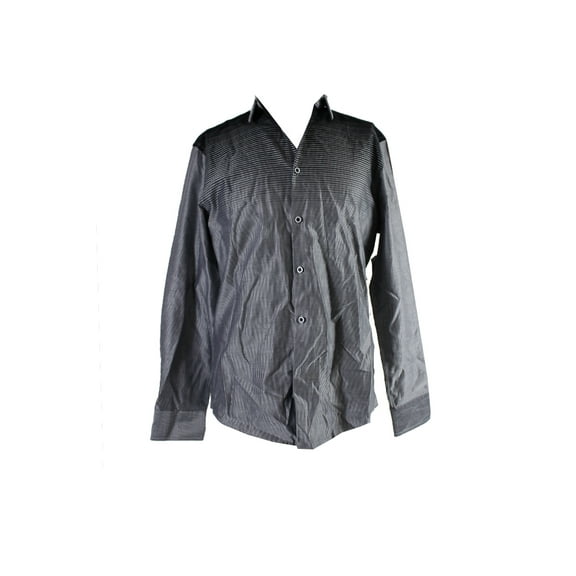 Alfani Mens Black Combo Ombre Striped Shirt S