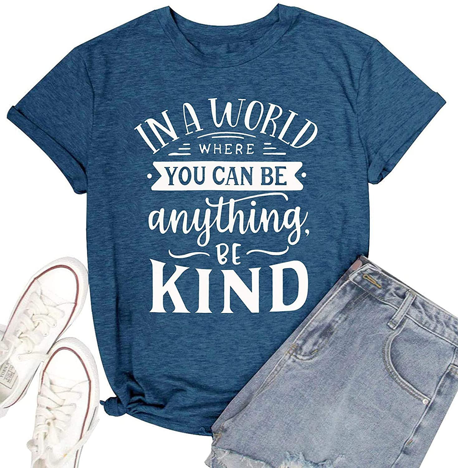 in A World Where You Can Be Anything Be Kind T-Shirts Kindness Shirts for Women Inspirational Teacher 
