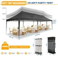 thumbnail image 3 of HOTEEL 10x30 Pop Up Canopy Tent with 8 Sidewalls,Heavy Duty Wedding Event Tents,Party Gazebo with Roller Bag,UPF 50+ Windproof Waterproof,Black, 3 of 10