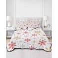 thumbnail image 2 of Full Size Quilt Bedding Set, Christmas Snowflakes Reversible Summer Quilt 3 Pieces, Red Yellow Gray Winter Snowy Lightweight Bedspreads Coverlets with 2 Pillow Shams for All Seasons, 2 of 5