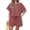 Burgundy, variant on Womens 2 Piece Sets Summer Lounge Sets Striped Short Sleeve Oversized T Shirts Drawstring Shorts Matching Set