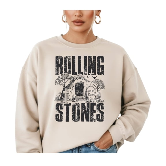 Funny He Is Risen Easter Unisex Sweatshirt - Christian Empty Tomb Graphic Crewneck Sand Sweatshirt Adult X-Large