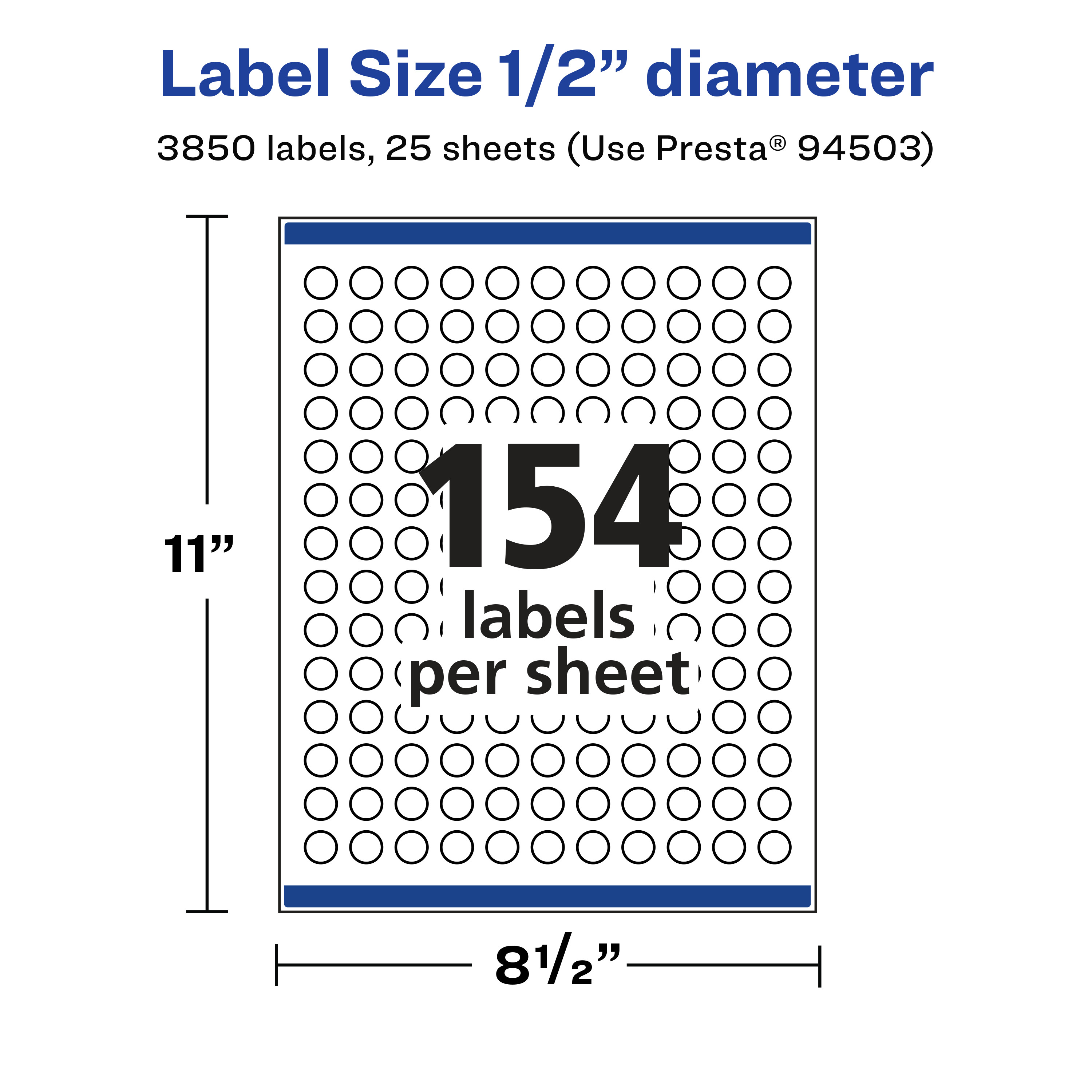 Avery Matte Clear Round Labels, 1/2" Diameter, 3,850 Total