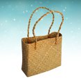 thumbnail image 5 of FRCOLOR Women Yellow Straw Bag Handmade Rattan Woven Tote for Beach Shopping Daily Use 19.7 x 14.2 x 7.1 Inches, 5 of 6