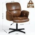 thumbnail image 3 of Homy Casa Home Office Desk Chair, Swivel Height Adjustable Criss-cross Computer Chairs Armchair Suede Brown, 3 of 7