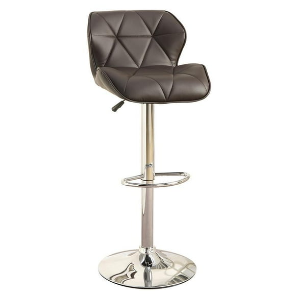 Poundex Tabouret de Bar à Levage à Gaz en Similicuir Capitonné 42 Pouces Brun Foncé (Ensemble de 2)
