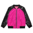thumbnail image 5 of Zaldita Kids Girls Boys Sequin Metallic Bomber Moto Jacket Coat Hip Hop Jazz Modern Dance Top Disco Party Costume Streetwear Hot Pink 8, 5 of 7