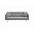 thumbnail image 2 of Grey Teddy Fleece 71.7-inch Sofa Bed - Strong Construction with Solid Wood & Artificial Wood Frame, 2 of 9
