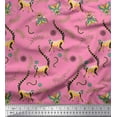 thumbnail image 1 of Soimoi Poly Georgette Fabric Leaves,Housefly & Lemur Animal Print Fabric by The Yard 52 Inch Wide, 1 of 1