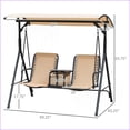 thumbnail image 2 of Patio 2-Seat Outdoor Canopy Swing Glider | For Backyard Porch Campfires Cookouts | Adjustable Shade Storage | Beige | Steel, 2 of 5