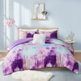 thumbnail image 4 of Bedding Sets King/Cal King Watercolor Tie Dye Printed Comforter Set with Throw Pillow,Bed Sets, 4 of 11