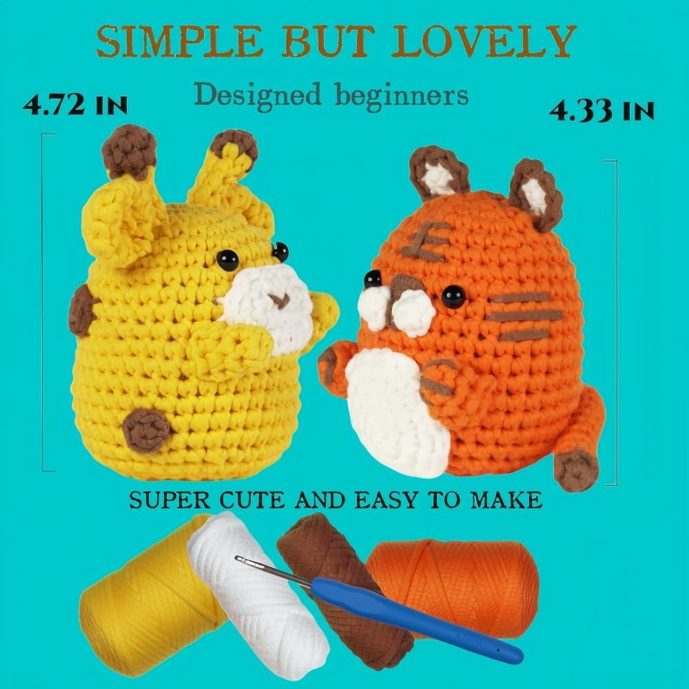Wiher Crochet Kit for Beginners, Crochet Starter Kit for Adults and Kids Complete Knitting Kit to Make 2Pcs Animals, Learn to Crochet with Step-by-Step Instruction and Video (Frog)