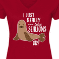 thumbnail image 4 of Inktastic I Just Really Like Sea Lions Ok Women's V-Neck T-Shirt, 4 of 5