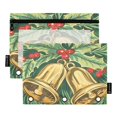 thumbnail image 2 of Ckdifva Christmas Bells and Holly Berries Pencil Pouch 3 Ring Zipper Pencil Case Binder Pockets Clear Top Cosmetic Bag 2 Pack, 2 of 6
