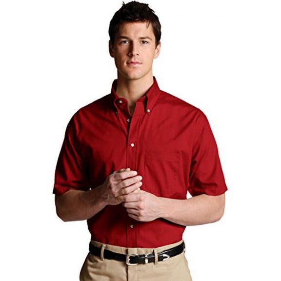 Ed Garments 1230 Men's Easy Care Short Sleeve Poplin Shirt - Brick - Large