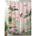 thumbnail image 2 of Fsddascl Vintage Pastoral Shower Curtain Set - 48" x 72" Washable Bathtub Curtain with 12 Hooks, Farmhouse Botanical Tree Birds Pink Green Waterproof Fabric Stall Shower Curtains for Bathroom, 2 of 6