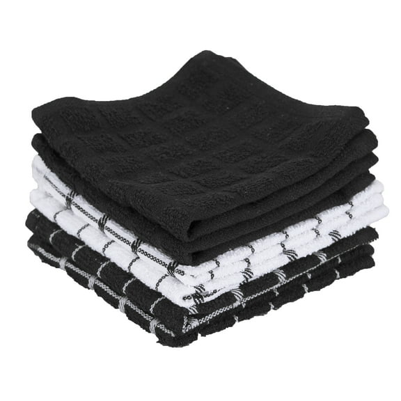RITZ Terry Check Dish Cloth, Set of Six, Black