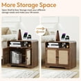 thumbnail image 5 of Wirrytor Farmhouse End Table with Charging Station and 2 Doors, Storage Shelf Nightstand for Living Room Bedroom, Modern Side Table with Rounded Corners and Black Metal Legs, 5 of 7