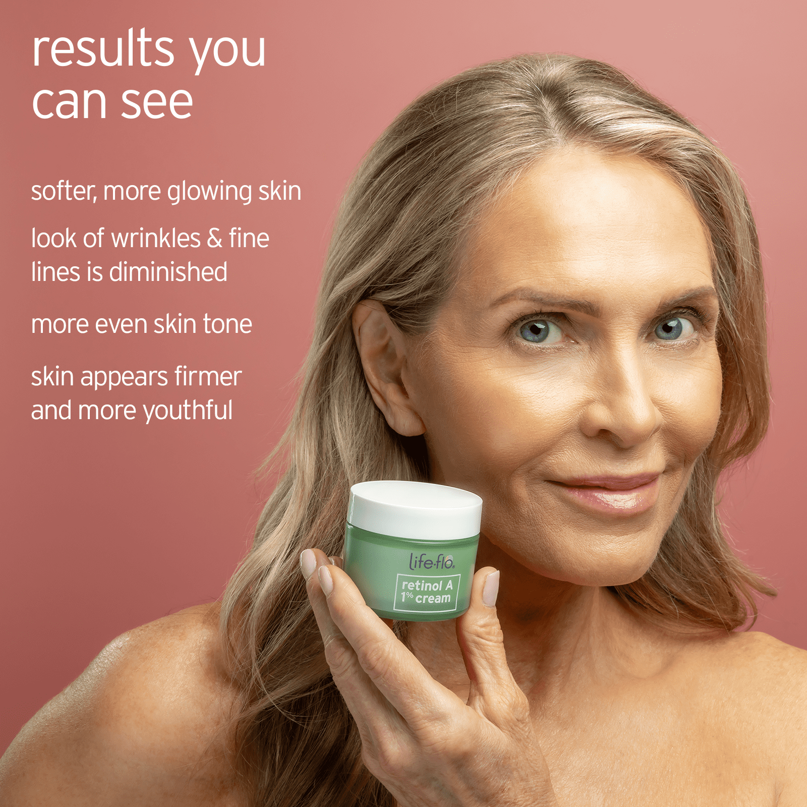 LIFE-FLO Retinol Face Cream - Face Moisturizer and Neck Cream w/ 1% Retinol Vitamin A, Green Tea and Vitamin E - Refines Skin, Minimizes Appearance of Fine Lines and Wrinkles, 60-Day Guarantee 1.7oz