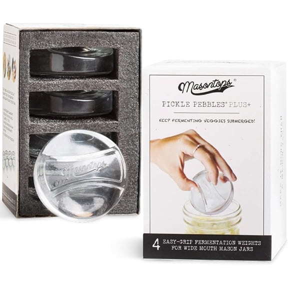 Masontops Pickle Pebble Glass Fermenting Weights - Pickling Fermentation Weight Set - Wide Mouth Size For Mason Jar Fermentation Kit