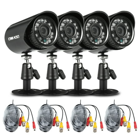 OWSOO 4*720P 1500TVL AHD Waterproof CCTV Camera + 4*60ft Surveillance Cable Support IR-CUT Night View 24pcs Infrared Lamps 1/4’’ CMOS for Home Security NTSC (Best Security Camera System For The Money)