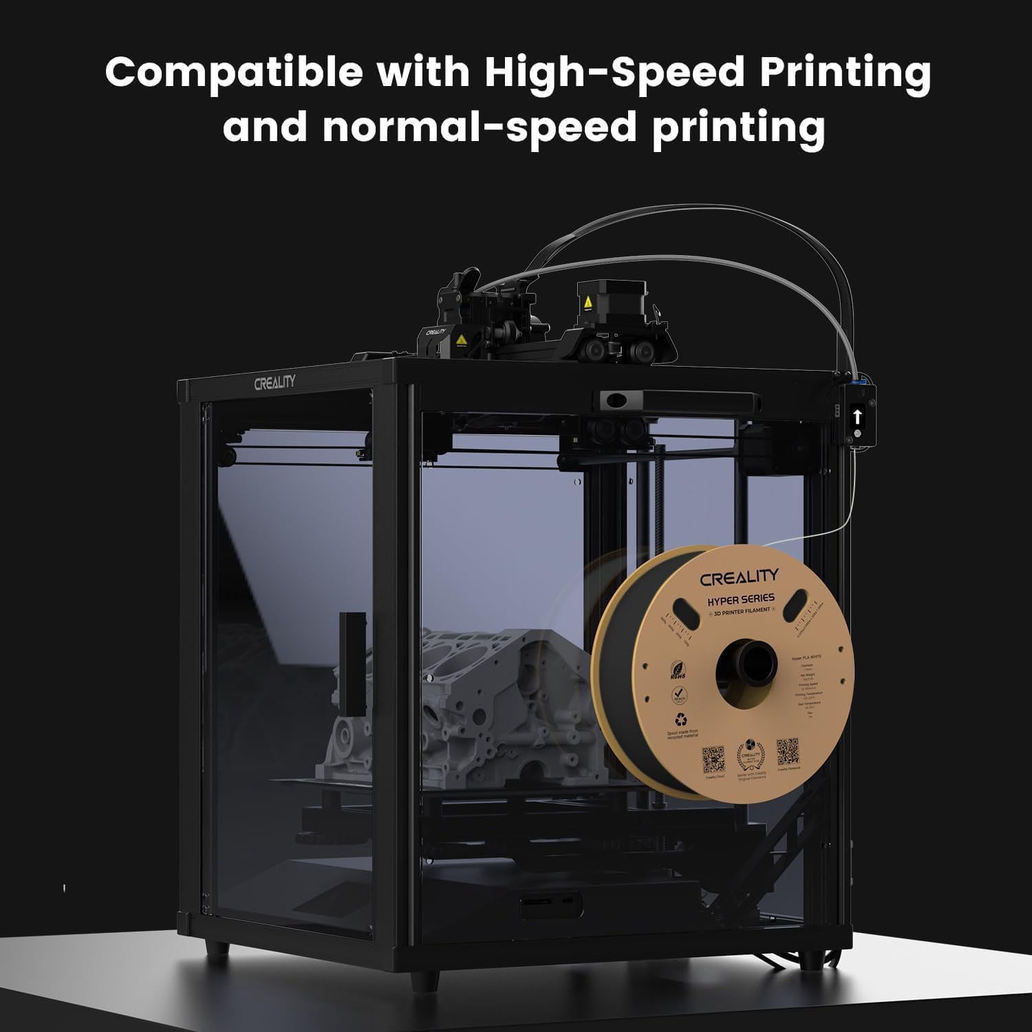 Creality Hyper PLA 3D Printer Filament 600mm/s High-Speed +/-0.03mm For Creality K1 Max Ender-5 S1 Anycubic Prusa Bambu Black 12 Unit per pack