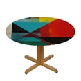 thumbnail image 3 of WYYP  Abstract Color Block Elastic Round Tablecloth, Red Teal Grey Geometric Art Fitted Tablecloths for Round Table Oil-Proof Waterproof Table Cloth White, 3 of 7