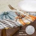 thumbnail image 3 of Orange Pumpkins Fall Round Tablecloth, Fitted Table Cover with Elastic for 36"-44" Round Tables, Thanksgiving Maple Leaf Rustic Table Cloth Outdoor Indoor Dinning Party Waterproof Tablecloths, 3 of 7