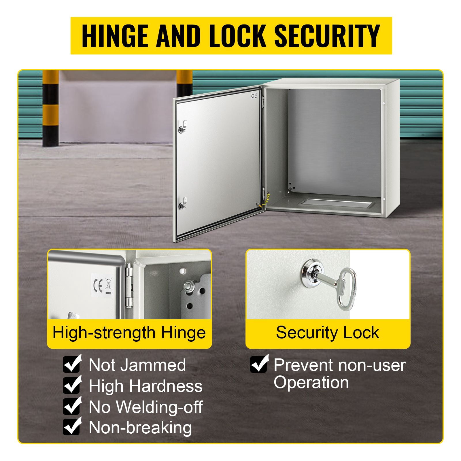 24 x 24 x 12 in NEMA Outdoor Electrical Enclosure Box, Detachable, NEMA Metal Case, IP66 Waterproof Grade, Reinforced Lock & Hinge, for outdoor indoor electrical wiring and equipment protection